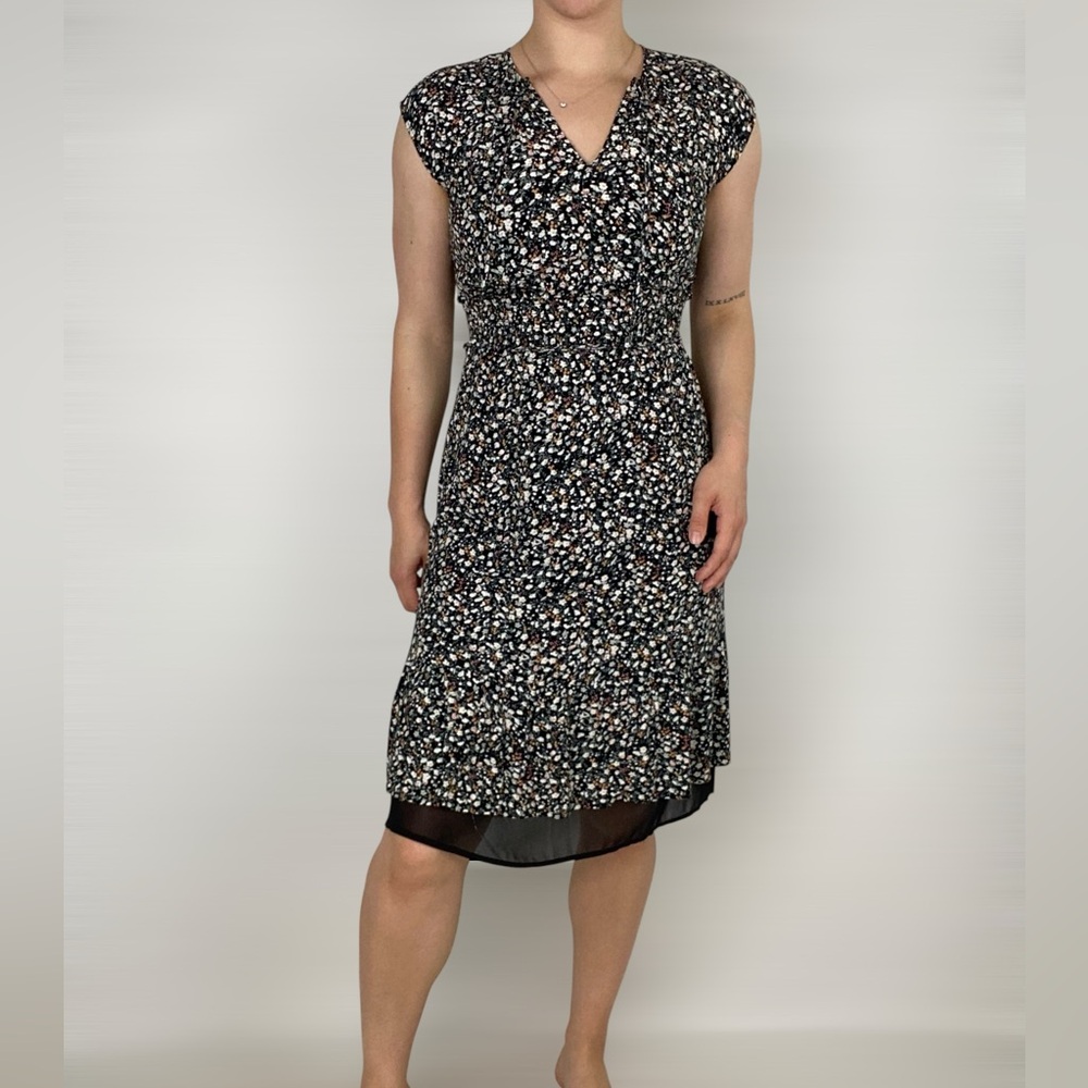 RAILS Ashlyn‎ Floral Smocked Short Sleeve MIDI Dress V Neck Casual